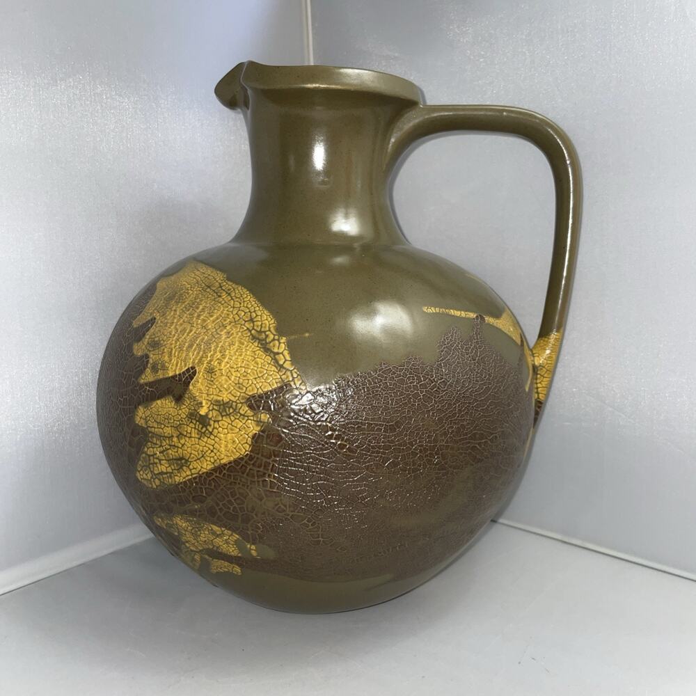 Vintage Royal Haeger Earth Wrap Art Pottery Pitcher No‎ 4141 Olive Green Glaze